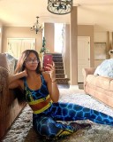 Fashion Print Sports Fitness Vest Pants Two Piece Sets OD-8418