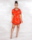 Plus Size Fashion Slim Print Short Sleeve Shirt LS-0341