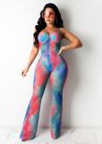 Fashion Sexy Mesh Print Bodysuit And Pants Two Piece Sets ORY-5187