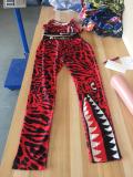 Fashion Print Sports Fitness Vest Pants Two Piece Sets OD-8418