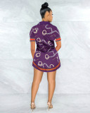 Plus Size Fashion Slim Print Short Sleeve Shirt LS-0341