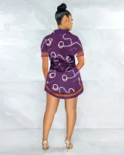 Plus Size Fashion Slim Print Short Sleeve Shirt LS-0341