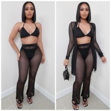 Fashion Sexy Mesh Perspective Four Piece Set LSL-6430