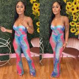 Fashion Sexy Mesh Print Bodysuit And Pants Two Piece Sets ORY-5187