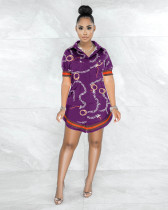 Plus Size Fashion Slim Print Short Sleeve Shirt LS-0341