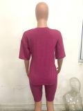 Casual Solid Short Sleeve Two Piece Shorts Set LSD-8729