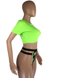 Sexy Short Sleeve  Camo Print Thong Bikinis Sets LM-8231