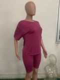 Casual Solid Short Sleeve Two Piece Shorts Set LSD-8729