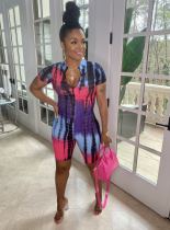 Fashion Casual Print Zipper Rompers JH-233