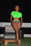 Sexy Short Sleeve  Camo Print Thong Bikinis Sets LM-8231