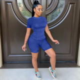 Casual Solid Short Sleeve Two Piece Suits OMY-0012