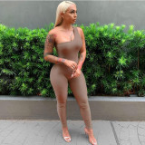 Solid One Shoulder Sleeveless Skinny Jumpsuits FSL-130