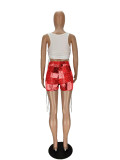 Fashion Vest And Patchwork Print Shorts Two Piece Sets NM-8344
