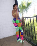 Sexy Patchwork Print Casual Pants FSL-104