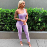 Solid One Shoulder Sleeveless Skinny Jumpsuits FSL-130