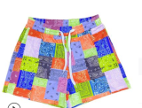 Plus Size Summer Casual Paisley Print Shorts FSL-108