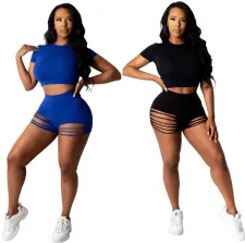 Casual T Shirt And Shorts Two Piece Sets LSL-6415