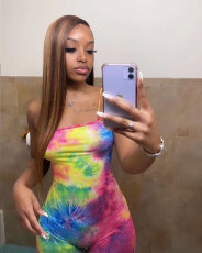 Colorful Tie Dye Spaghetti Strap Romper QZX-6203