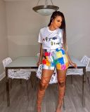 Plus Size Summer Casual Paisley Print Shorts FSL-108