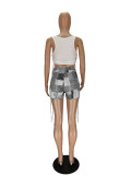 Fashion Vest And Patchwork Print Shorts Two Piece Sets NM-8344