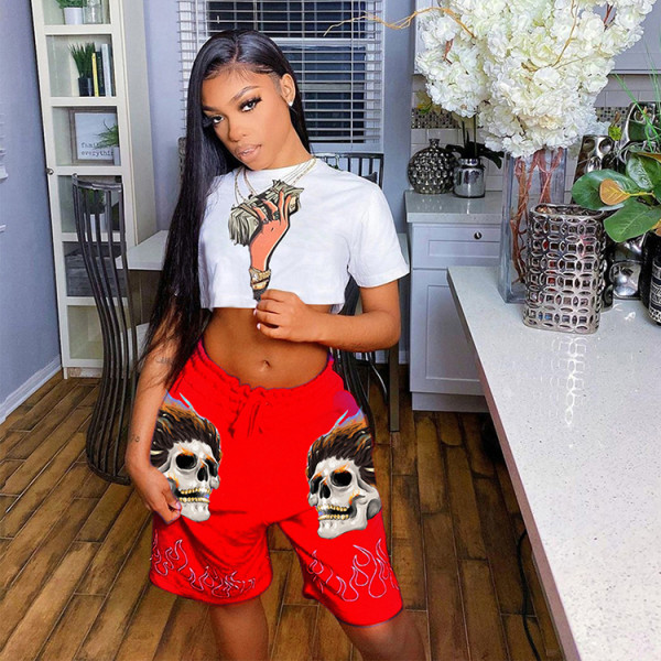 Casual Printed Short Sleeve Two Piece Suits GLF-7004