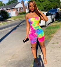 Colorful Tie Dye Spaghetti Strap Romper QZX-6203