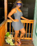 Solid Sleeveless Slim Mini Dress OMY-0011