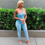 Solid One Shoulder Sleeveless Skinny Jumpsuits FSL-130