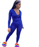 Solid Zipper Hoodies And Pants Two Piece Sets FSL-117