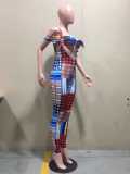 Plaid Print Crop Top suspender Pants 2 Piece Sets OLYF-6048