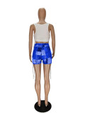 Fashion Vest And Patchwork Print Shorts Two Piece Sets NM-8344
