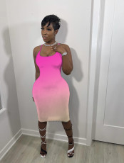 Fashion Sling Gradient Midi Dress WSM-5241