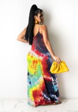 Tie Dye Print Sleeveless Strap Maxi Dress TR-907-1