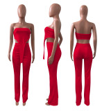 Solid Tube Top And Pant Two Piece Suits NIK-237