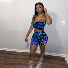 Sexy Printed One Shoulder Two Piece Suits QSF-5075