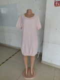 New Summer Fashion Clothes Bubble Sleeve Pullover Lantern Dress AIL-107