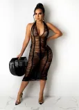 Sexy See Through Hollow Halter Club Dress TR-1129