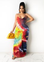 Tie Dye Print Sleeveless Strap Maxi Dress TR-907-1