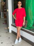 Solid T Shirt Pocket Shorts Casual Two Piece Sets TR-1131