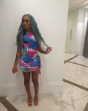 Sexy Printed Sleeveless Ruched Mini Dress NIK-225