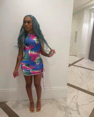 Sexy Printed Sleeveless Ruched Mini Dress NIK-225