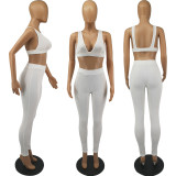 Solid Sexy Vest Top And Pants Slim 2 Piece Sets FOSF-8070