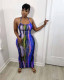 Tie Dye Print Backless Cross Strap Split Maxi Dress NYF-8056