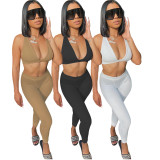 Solid Sexy Vest Top And Pants Slim 2 Piece Sets FOSF-8070