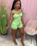 Solid Spaghetti Strap Pocket Romper MDF-5231