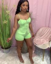 Solid Spaghetti Strap Pocket Romper MDF-5231