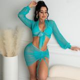Sexy Mesh Swimsuit Bikinis With Cove Up 4 Piece Sets LSD-9109