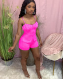 Solid Spaghetti Strap Pocket Romper MDF-5231