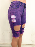 Denim Ripped Hole Skinny Jeans Shorts LSD-6005