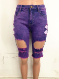 Denim Ripped Hole Skinny Jeans Shorts LSD-6005